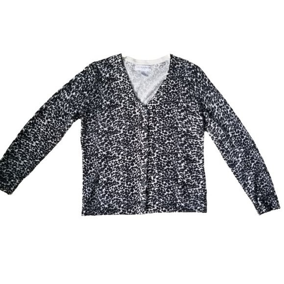 Sag Harbor Women's Sweater Size Petite PS Animal Print Cardigan Button Up - Picture 4 of 8